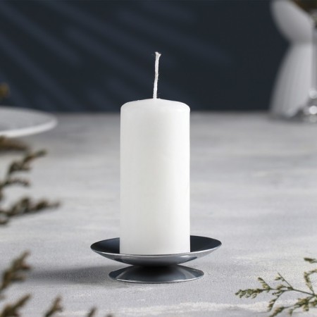 Lotus candlestick metal per candle, 7.5x2 cm, chrome