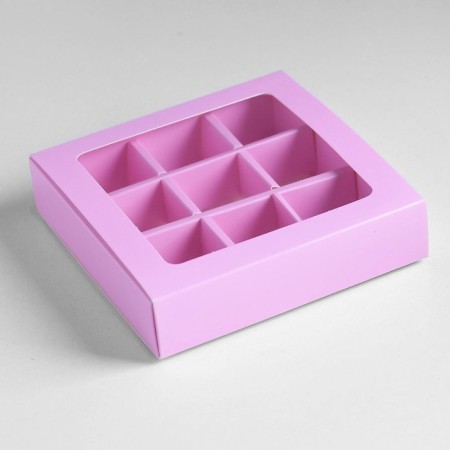 Box for 9 sweets with a shell, lilac, 14.5 x 14.5 x 3.5 cm-2