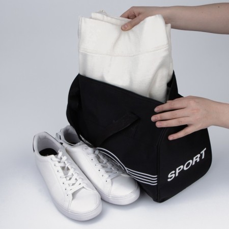 Sports bag with lightning, long belt, black color-3
