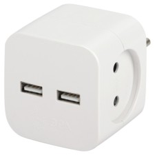 Razeler electric era SP-2-USB-W 2 outlets + 2XUSB 2400MA, without ground 10A (white)