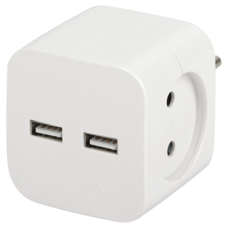 Razeler electric era SP-2-USB-W 2 outlets + 2XUSB 2400MA, without ground 10A (white)