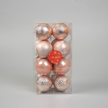 Set of balls plastic D-6 cm, 16 pcs "Venus" pink gold-1