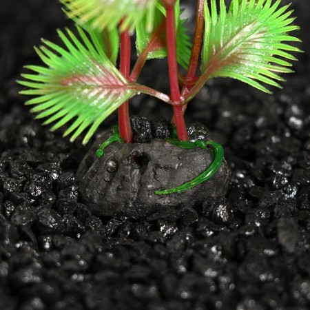 Set of plants of artificial aquarium on a stand under stone (size 1 pc 10x2.5x1.5 cm)-5