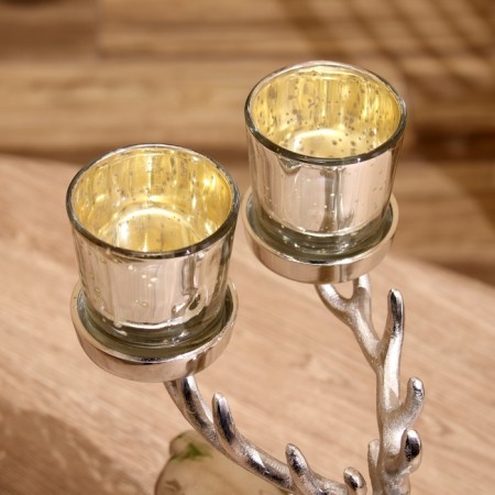 Summary for 2 candles "deer" aluminum 15x18x31 cm-5