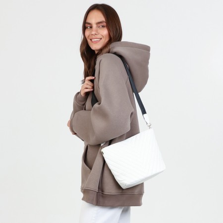 Bag Cross-Bodi with a zipper, white color-1