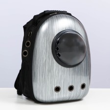 A backpack for carrying cats and dogs, with a window, 32 x 25 x 42 cm, silver
