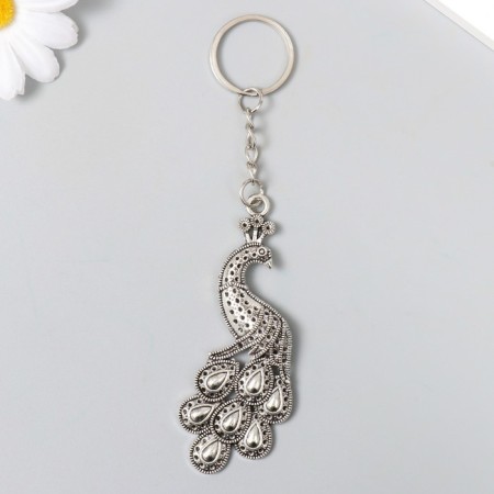 Metal keychain "Peacock" silver/gold 7.2x3 cm