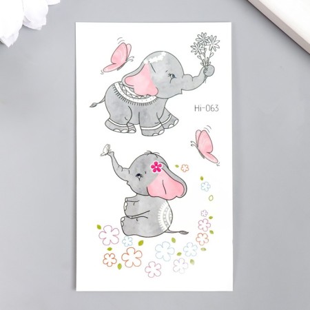 Tattoo on the body color phosphorus "animals on balls/elephants" mix 6x10.5 cm-1