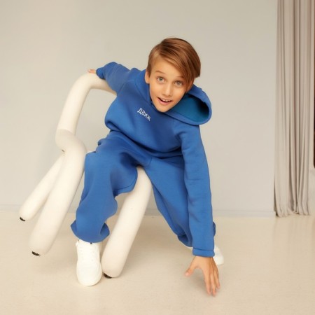 Костюм детский (худи, брюки) MINAKU: Basic Line KIDS, oversize, цвет синий, рост 134-16