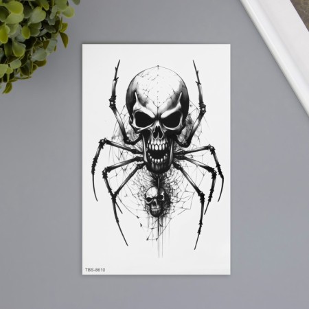 Tattoo on the body black "Skool on spider paws" 12x19 cm