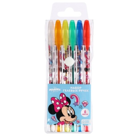 A set of gel handles with sparkles, 6 colors, Minnie Mouse-3