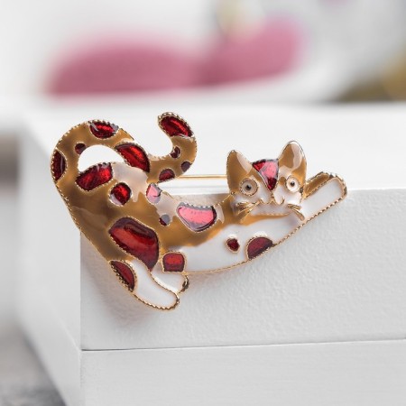Brooch "Cat" Lisice, Colored in Gold-1