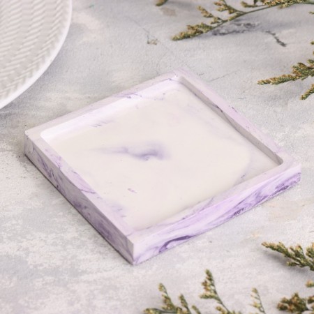 Square Square from gypsum, 10x1.5cm, marble with purple strips-1