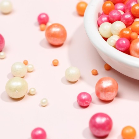 Sprinking confectionery in color confectionery glaze "Pearls": peach, pink, silver ", 50 g-1