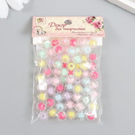 Plastic beads "A ball with faces - the inner color of the assortment" set 20 grams d = 0.8 cm-3