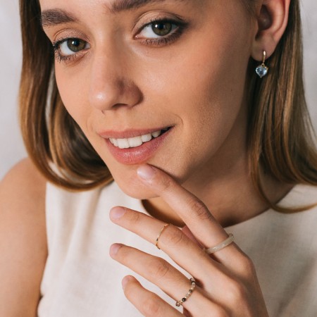 Ring set 4 pcs. "Crystals" Arabica, beige-gray color in gold, size mix-2
