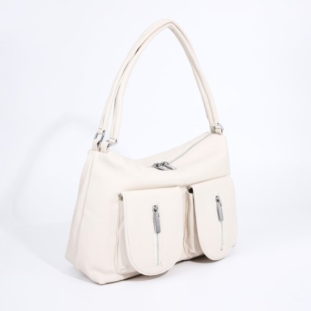Lugus bag, 3 outer pockets, milk color-2