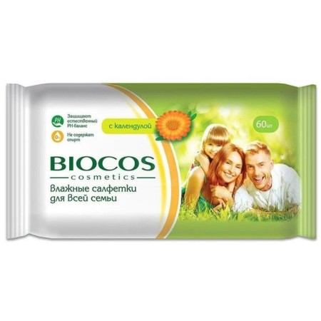 Wet napkins Biocos "calendula", for the whole family, 60 pcs.-3