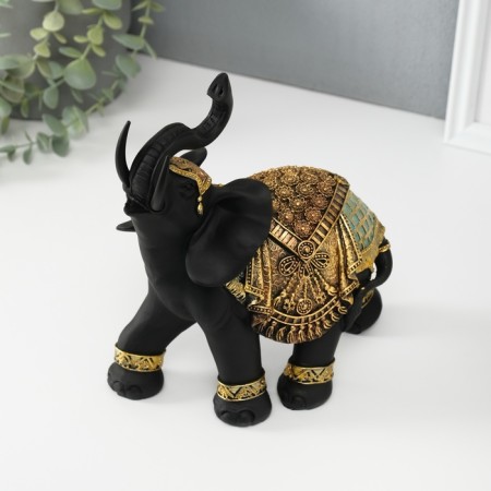 Polystone souvenir "Black Elephant in the Golden Rich Propon" MIX 22x10x18.8 cm-5