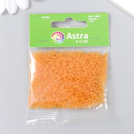 Beads "Astra" 11/0, 20 g (M2V gold/transparent, matte)-2