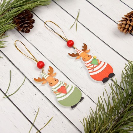 New Year's Suspension "Deer Rudolph", one -sided, mix-1