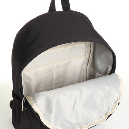 Youth backpack made of textiles, external pocket, black color-5