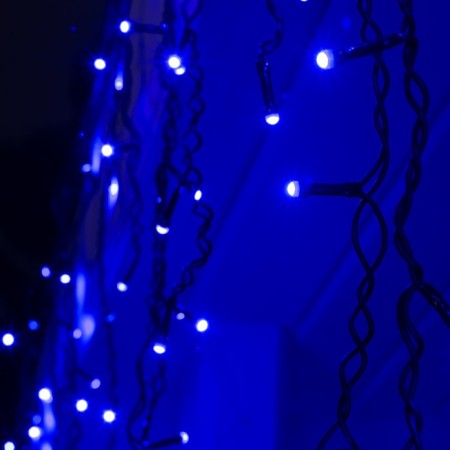 Garland "fringe" 3 × 0.6 m, IP44, UMS, dark thread, 160 smd-led, glow blue, 220 V-2