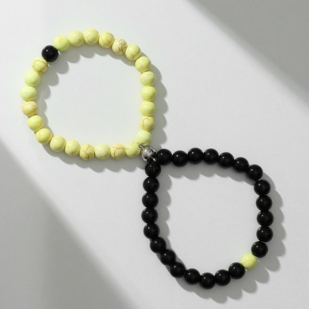 Bracelets "Demetrons" on the magnet, perseverance, the color is black and yellow with silver, 7 cm-1