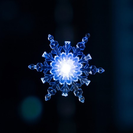 LED toy on Velcro "Snowflake" 11 cm, batteries Lr44x3, glow of multi