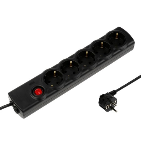 Luazon Lighting network filter, 5 outlets, 1.5 m, 3500 W, 3x1 mm2, 16 A, 220 V, with a fuse, black-2