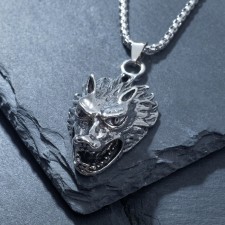 Pompeii pendant-pendant wolf, color black silver, 70 cm