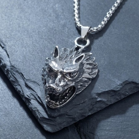 Pompeii pendant-pendant wolf, color black silver, 70 cm