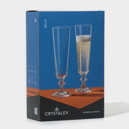 A set of glass glasses for champagne Bella, 205 ml, 2 pcs-5