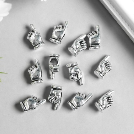 Busina for creativity Metal "Indicative finger - attention" silver 1.6x0.9 cm-1