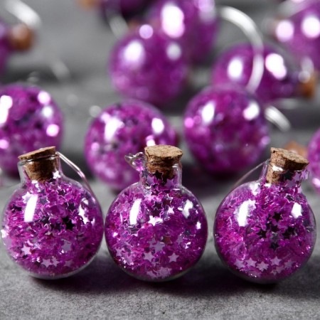 Garland “thread” 1.6 m with nozzles “purple balls”, ip20, silver thread, 15 LED, white glow, AAX2-1