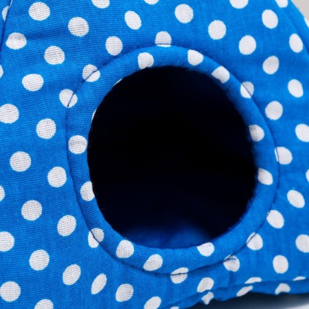 House "Wigwam" for rodents 17*17*17 cm, calico, fleece, foam rubber, blue-3