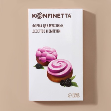 Form for mousse desserts and baking konfinetta "Karamella", silicone, 29.5 × 17.2 × 2.5 cm, 8 cells (d = 6.5 cm), white color-7