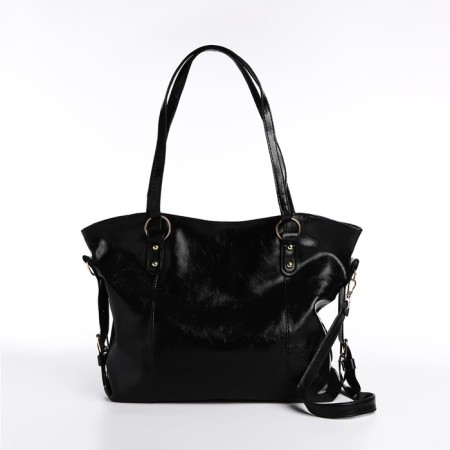 Soper bag with zipper, black color