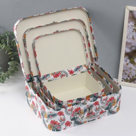 Cardboard Cardboard "Tropics" set 3 pcs 29.5x21.5x9.6 24.5x18.5x9 19.5x15x8.2 cm-5