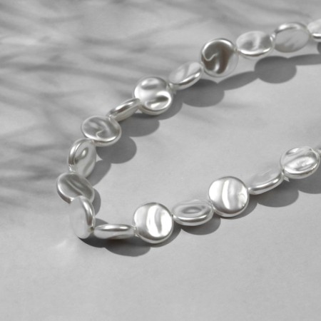 Plastic beads on the “Pearls” threads 1 × 1 × 0.4 cm, (set 10 g), white color-2