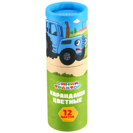 Colored pencils in a tube, 12 colors, trihedral, blue tractor-2