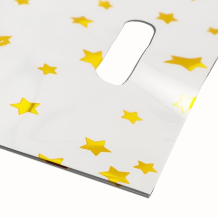 A set of gift packages, metallized, "stars" white 17x25 cm, 20 microns 10 pcs-2