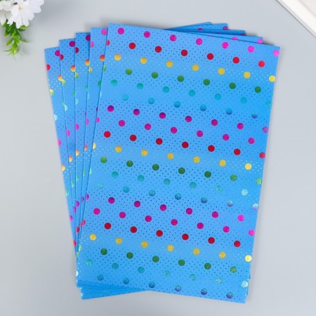 Foamiran holography "Circles and peas on blue" 2 mm format A4 set 5 sheets-1