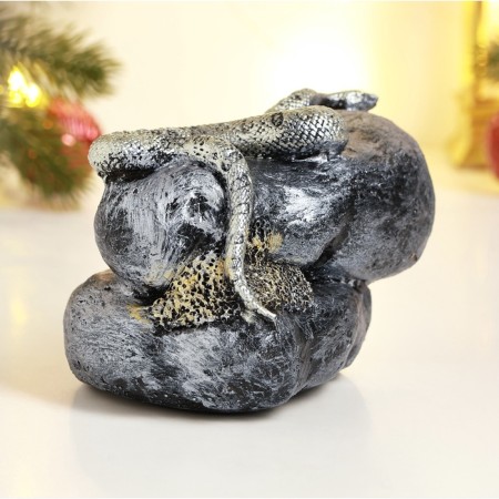 Figure "Snake on Stone" silver, 8x11.5cm-3