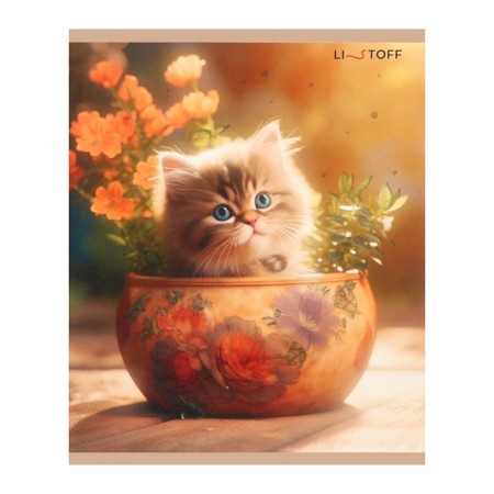 Notebook of 48 sheets in the cage "Fluffy and beautiful", covered cartoon, selective varnish with sparkles, block 60 g/m2, mix-5