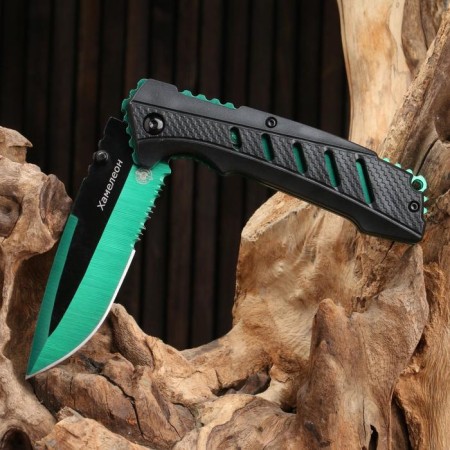 Folding "chameleon" steel - 420, handle - plastic, green, 21 cm-3