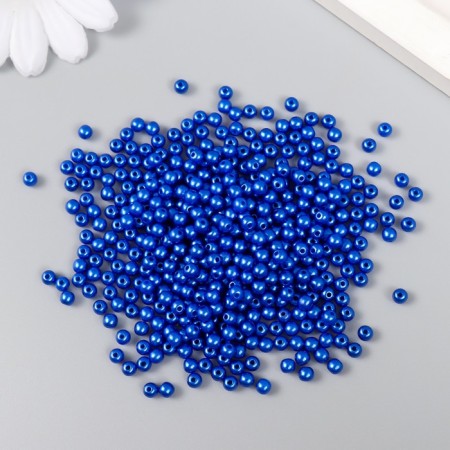 Set of beads "needlework" plastic, diameter 4 mm, 25 g, royal blue-1