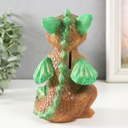 Piggy bank "Dragon" 18x10x10 cm, green-brown-2
