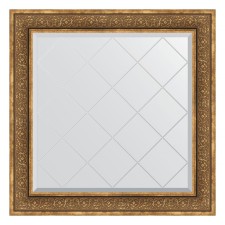 Mirror with engraving in the baguette frame, bronze monogram 101 mm, 89x89 cm
