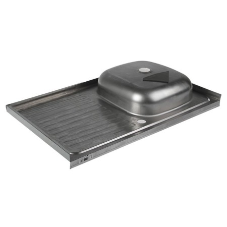 Kitchen sink "Vladix", invoice, without siphon, 80x50 cm, right, stainless steel 0.4 mm-2